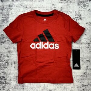 NWT Adidas Boys' 2T Red Logo T-Shirt Cotton AA7690 Regular Fit MSRP $18